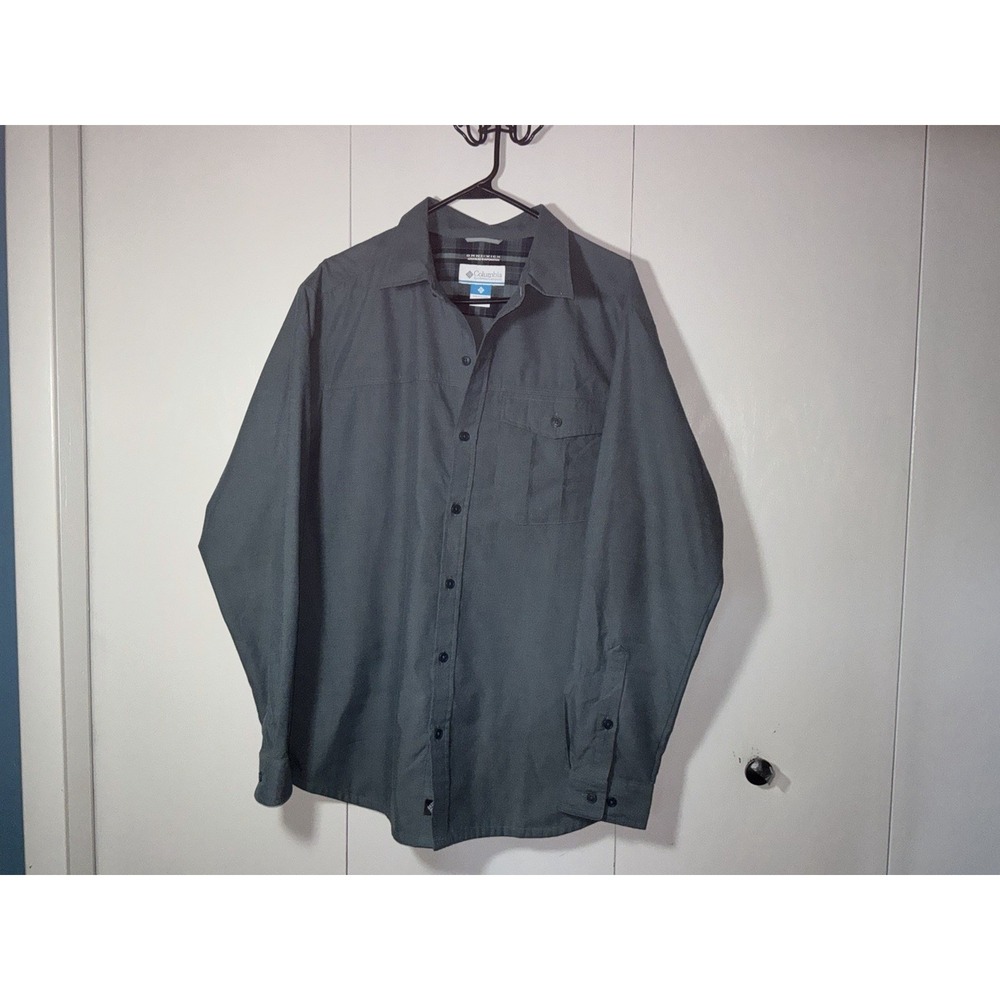Grey Columbia Large‎ Omni Wick Long Sleeve Button Up Shirt 46x29